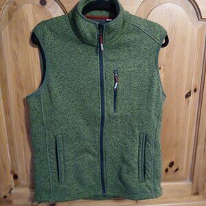 Orvis Men's Vest, Medium, Green Heathered Fleece, Full Zip, Pockets, EUC